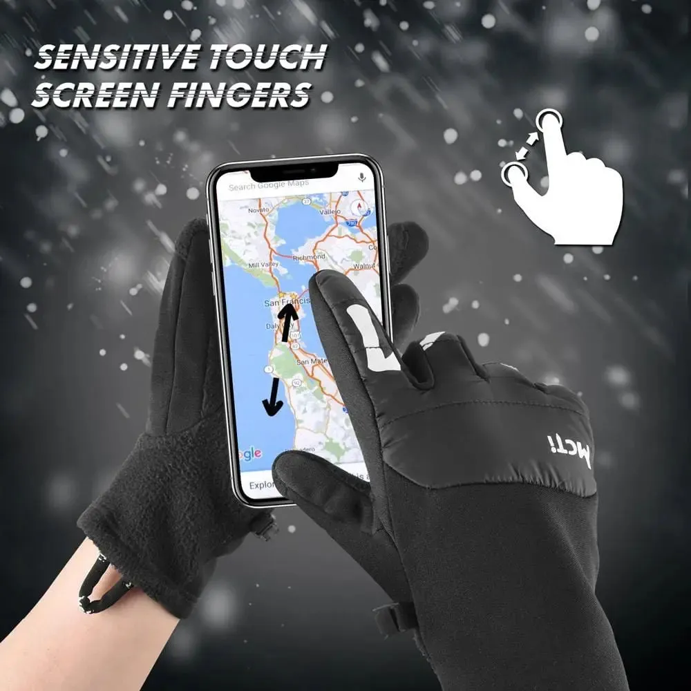 MCTi Winter Snow Gloves - Touchscreen Fleece Leather Gloves