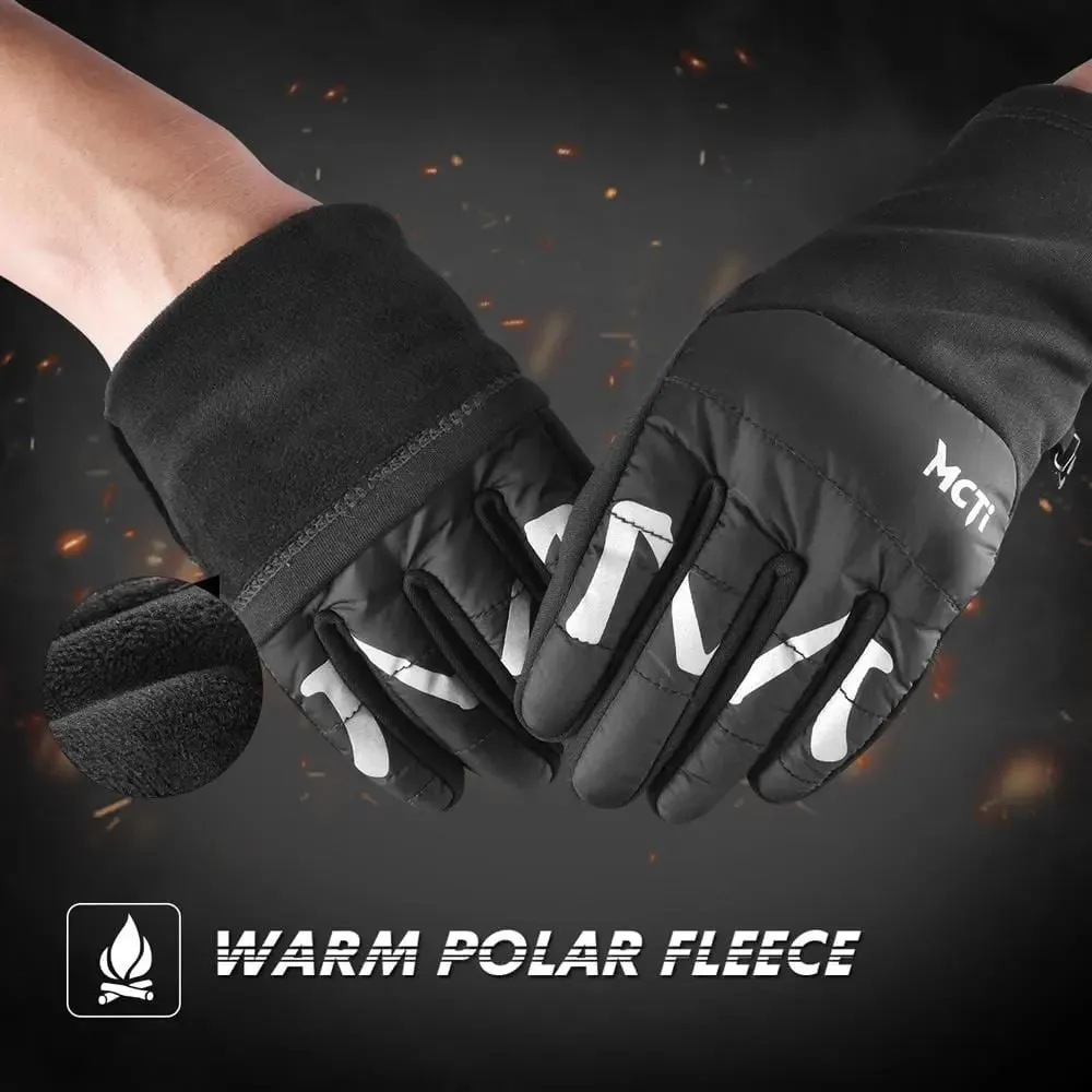 MCTi Winter Snow Gloves - Touchscreen Fleece Leather Gloves