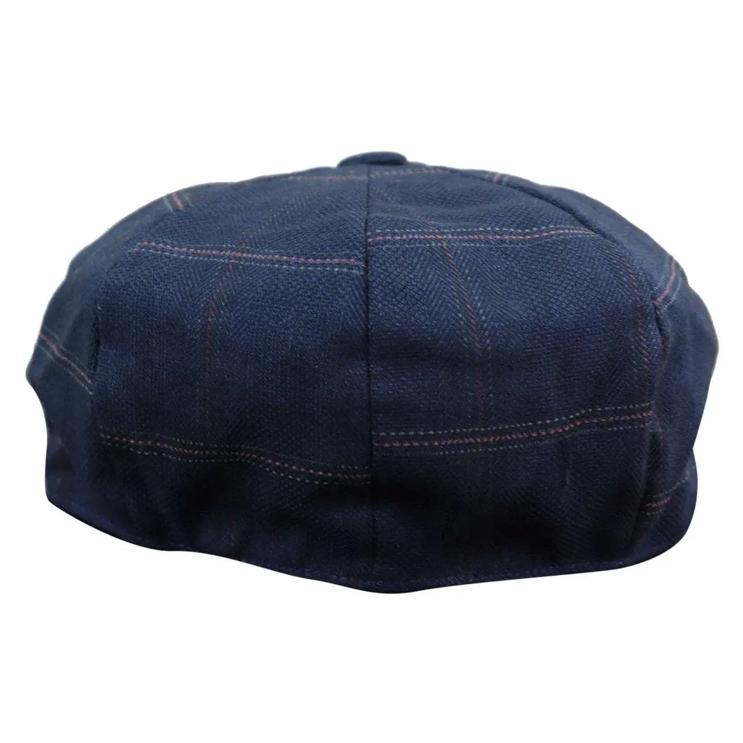 Mens 8 Panel Button Hat Flat Cap Newsboy Baker Boy Check Hat Tweed Blinders