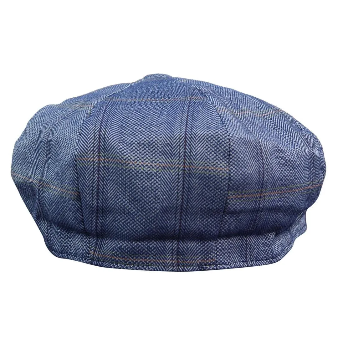 Mens 8 Panel Button Hat Flat Cap Newsboy Baker Boy Check Hat Tweed Blinders