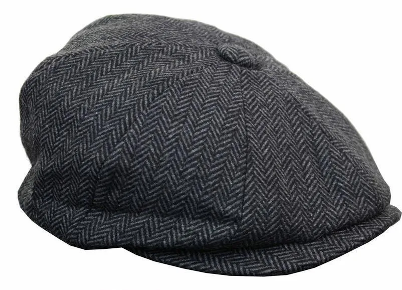 Men's Herringbone Tweed Newsboy Cap