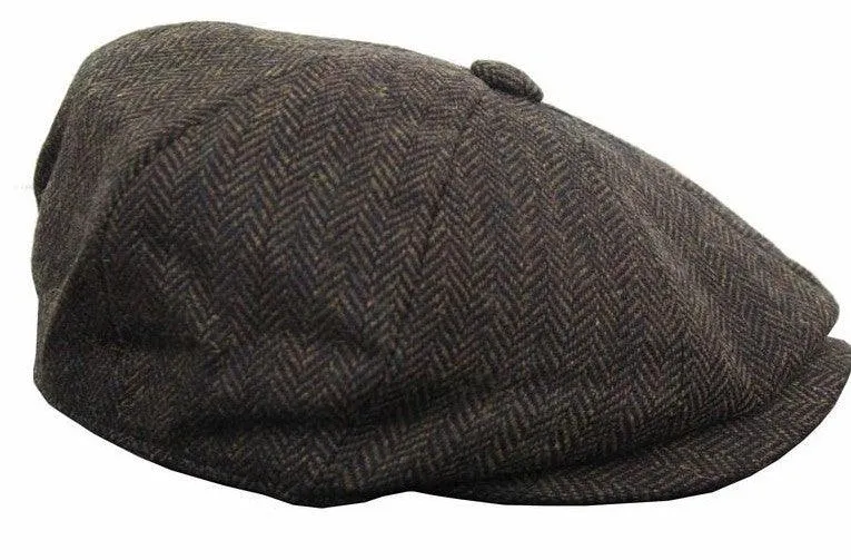 Men's Herringbone Tweed Newsboy Cap