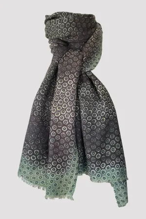 Millefleurs Grey/Green Wool Silk Scarf