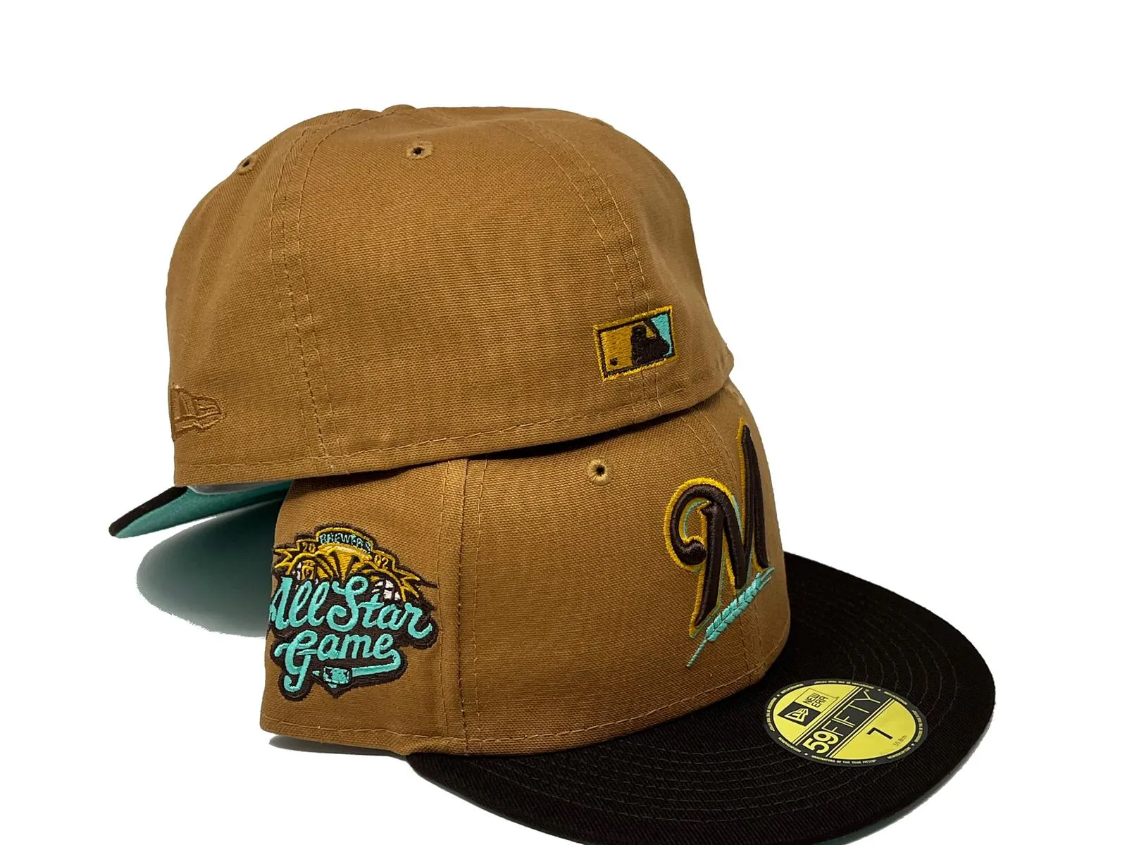 MILWAUKEE BREWERS 2002 ALL STAR GAME "MINT CHOCOLATE COLLECTION" MINT BRIM NEW ERA FITTED HAT