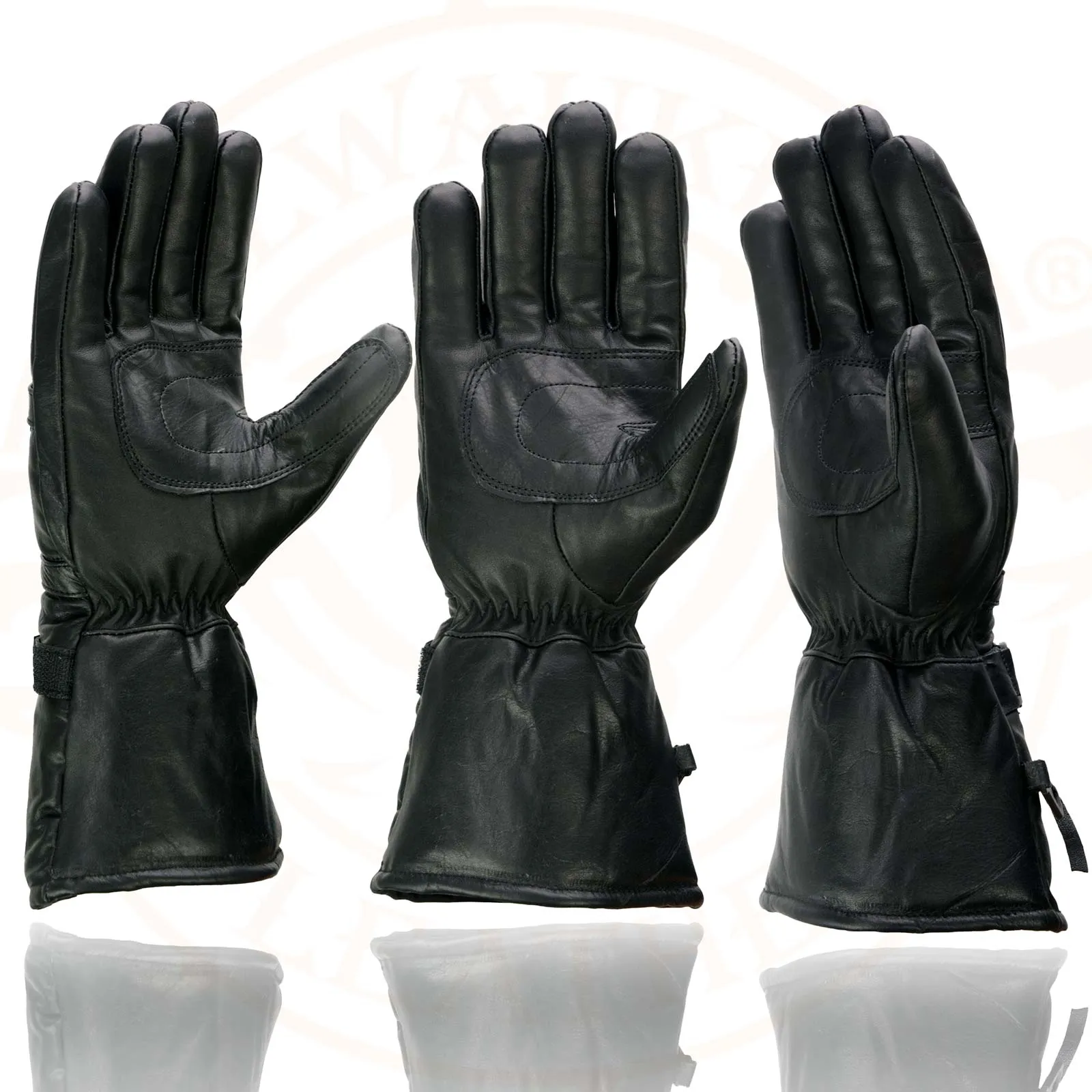 Milwaukee Leather SH231 Men's Black Leather Warm Gauntlet Motorcycle Cold Weather Gloves