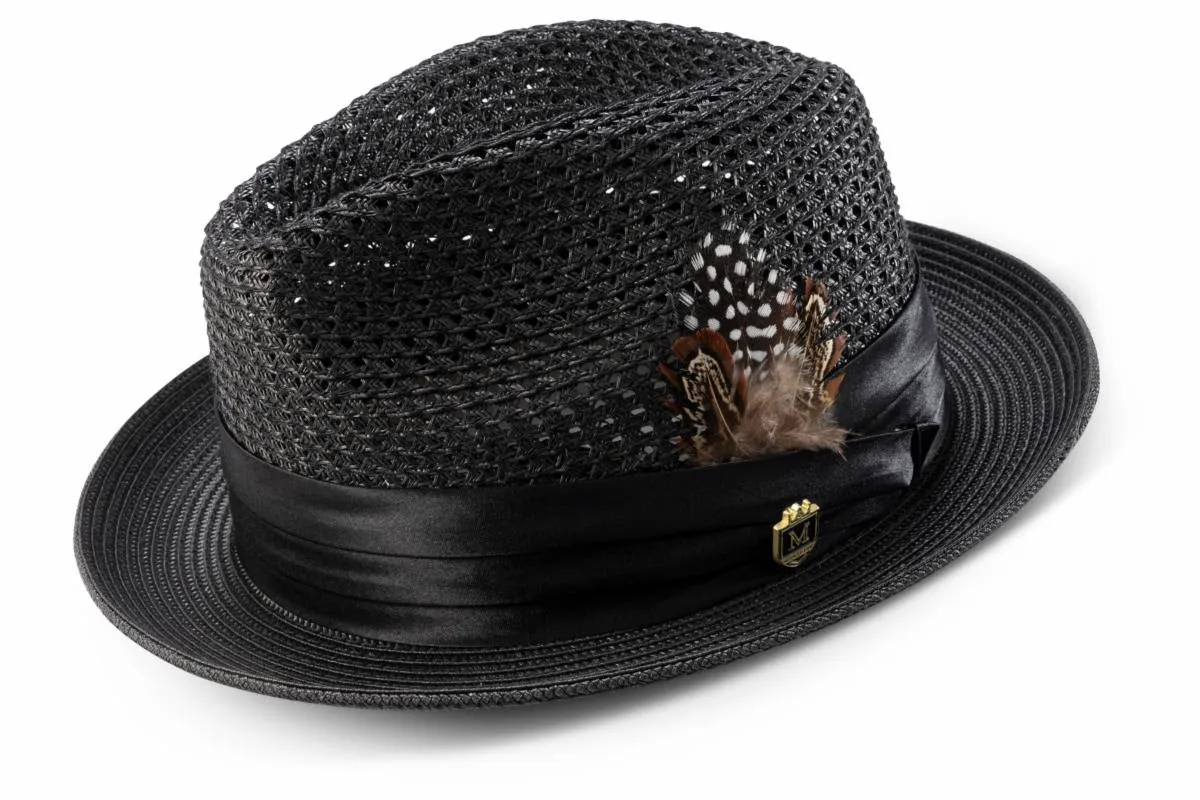 Montique Black Men's Summer Straw Hats Style H-34