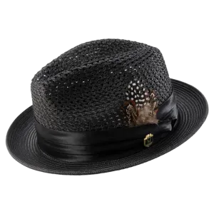 Montique Black Men's Summer Straw Hats Style H-34