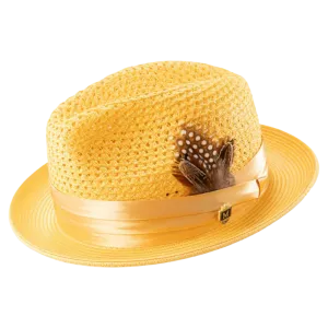 Montique Yellow Men's Summer Straw Hats Style H-34