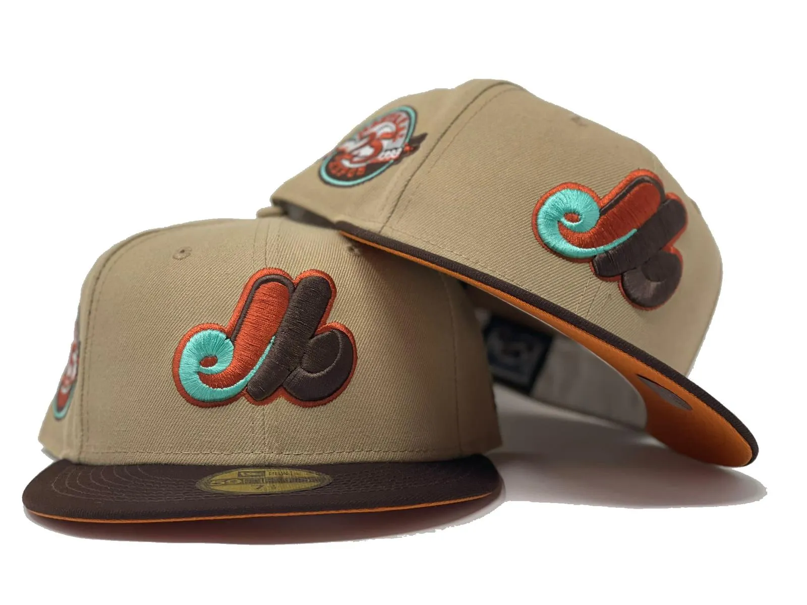 MONTREAL EXPOS 25TH ANNIVERSARY "DIRTY AUTUMN COLLECTION" FLIGHT ORANGE BRIM NEW ERA FITTED HAT