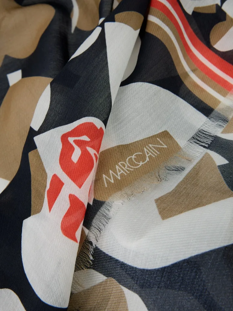 Navy Splithearts Cotton & Silk Scarf