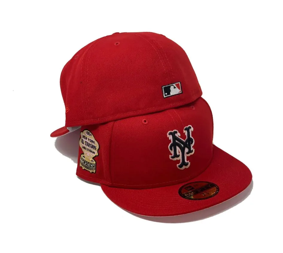 NEW YORK METS 1964 ALL STAR GAME "STRAWBERRY REFRESHER" RED PINK BRIM NEW ERA FITTED HAT