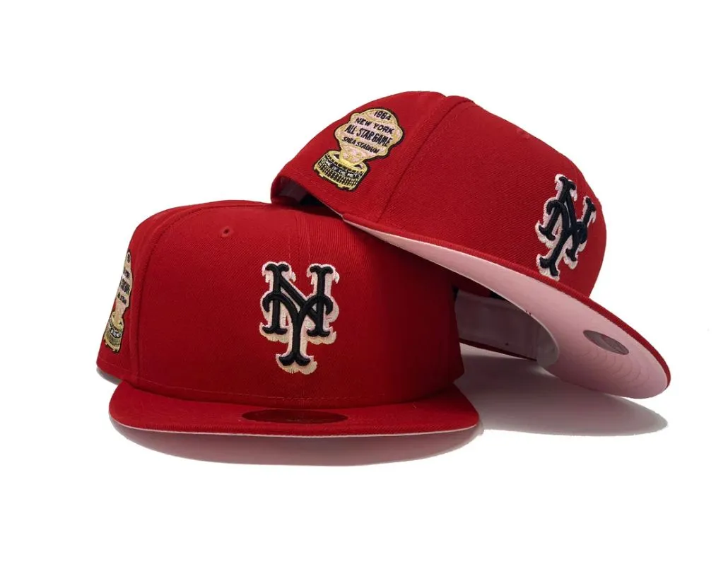 NEW YORK METS 1964 ALL STAR GAME "STRAWBERRY REFRESHER" RED PINK BRIM NEW ERA FITTED HAT