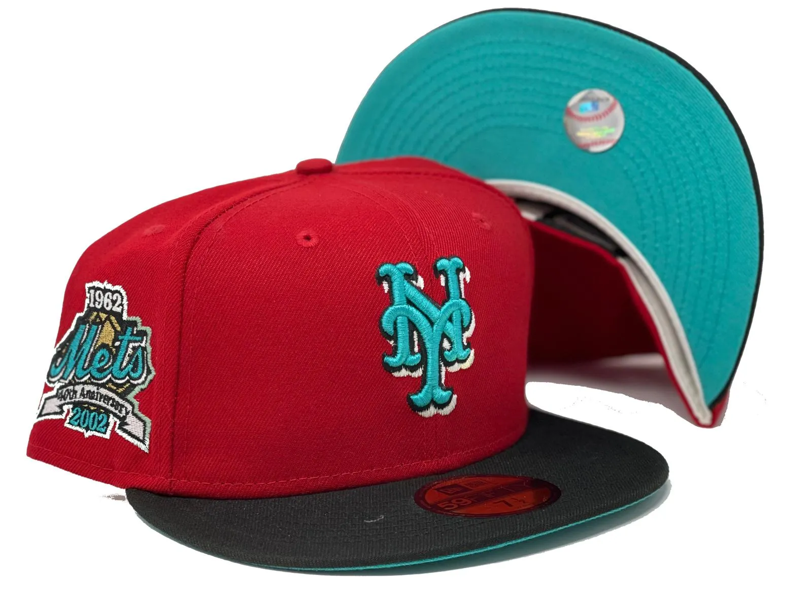 NEW YORK METS 40TH ANNIVERSARY TEAL BRIM NEW ERA FITTED HAT