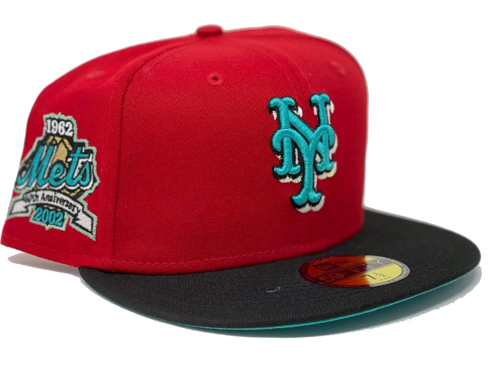 NEW YORK METS 40TH ANNIVERSARY TEAL BRIM NEW ERA FITTED HAT