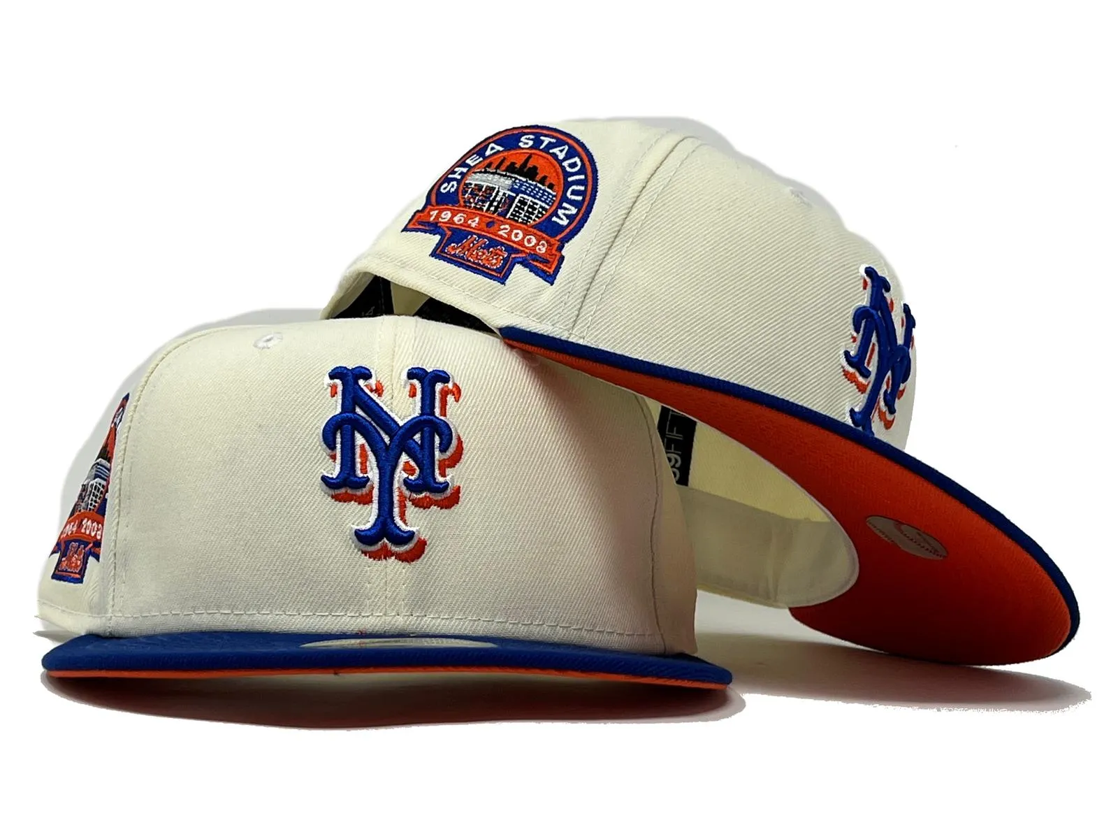 NEW YORK METS SHEA STADIUM ORANGE BRIM NEW ERA FITTED HAT