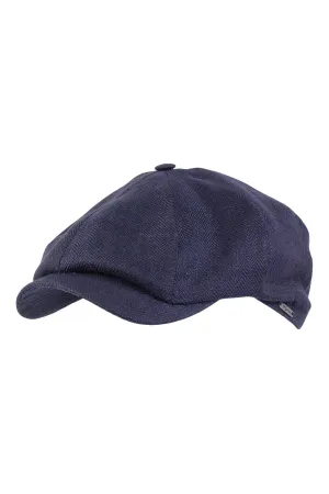 Newsboy Classic Cap in Navy Classic Linen Herringbone (Size 56) by Wigens