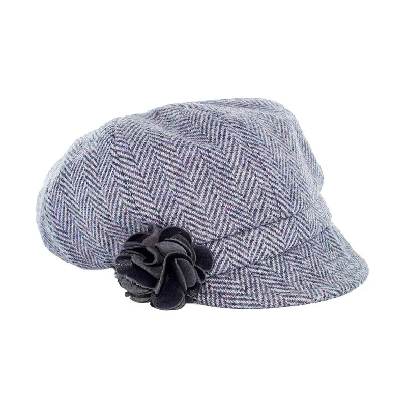 Newsboy Hat - Blue & White Herringbone