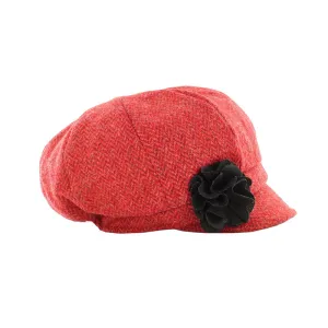 Newsboy Hat - Coral Herringbone