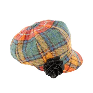 Newsboy Hat - Orange Multi Plaid