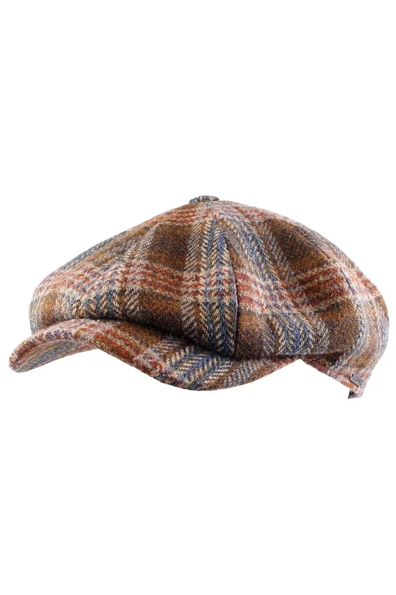 Newsboy Retro Cap in Coffee Herringbone 'Magee 1866' Wool by Wigens