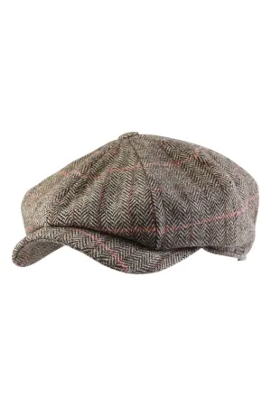 Newsboy Retro Cap in Herringbone Overcheck Shetland Wool (Choice of Colors) by Wigens