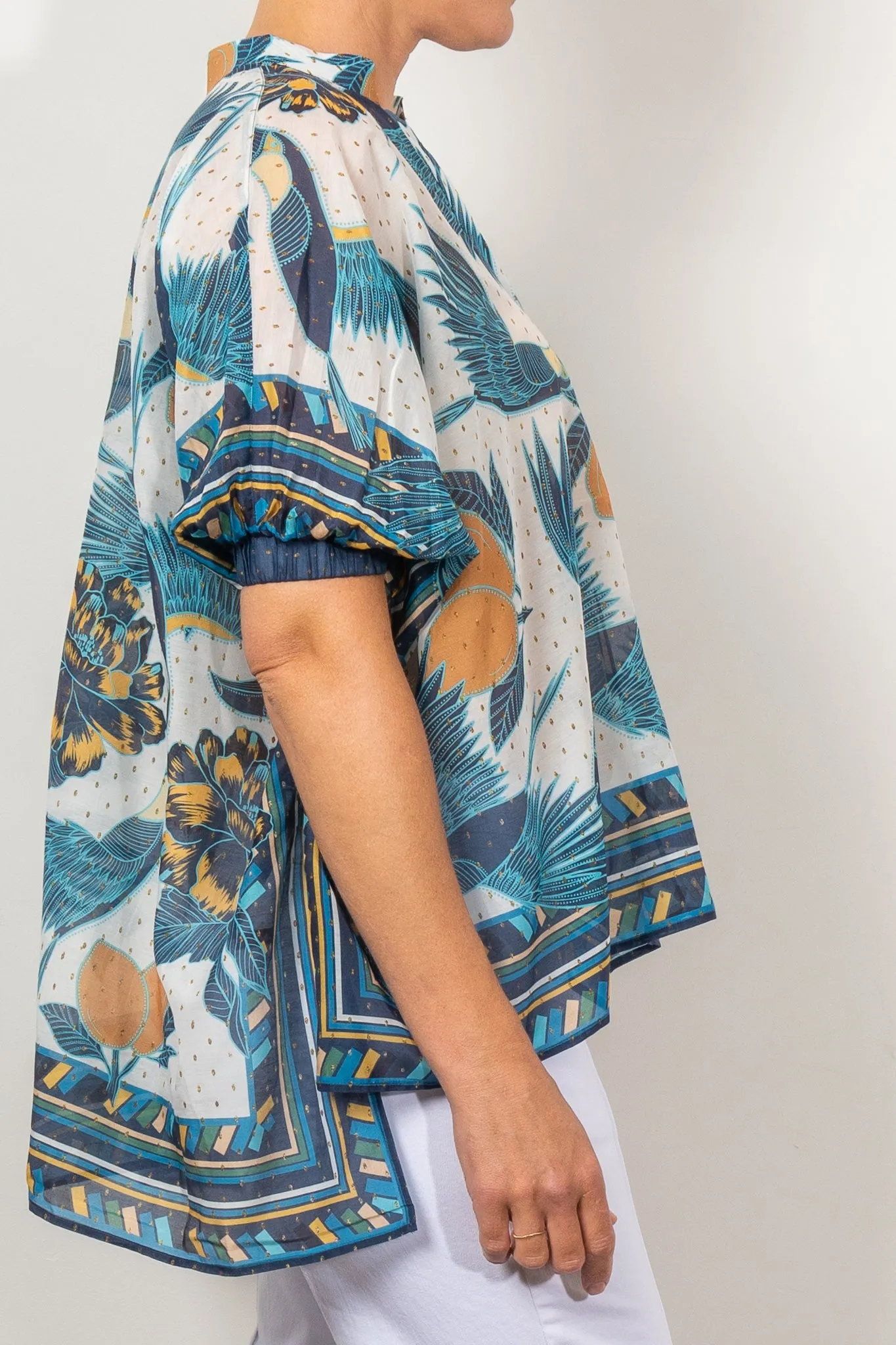 Once Was Kimona Scarf Hem Top Tukano Print