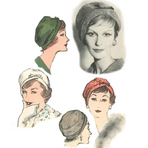 PDF - 1960's Vogue Pattern:  Fitted Cloche Hat, Separate Bow - Head 21.5” (55cm) - Instantly Print at Home