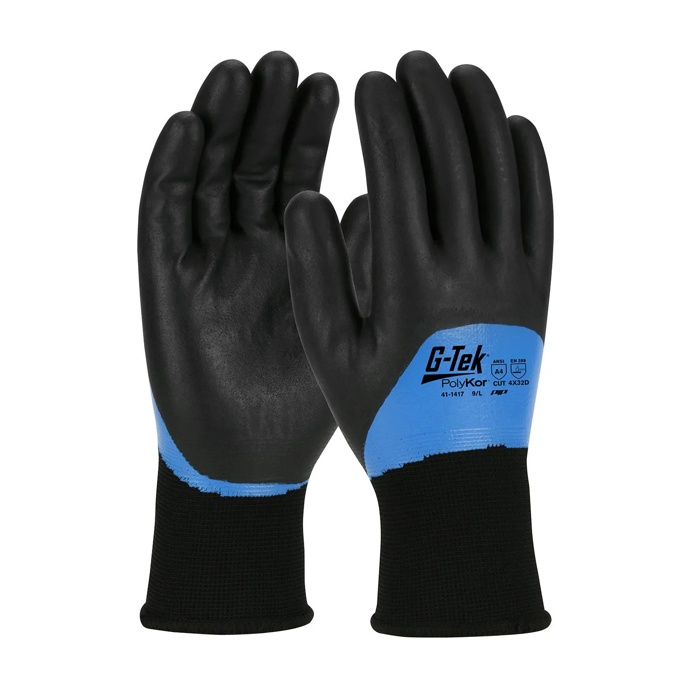 PIP 41-1417 G-Tek Seamless Knit PolyKor Blend with Acrylic Liner and Double-Dipped Nitrile Foam Grip Safety Glove(One Dozen)