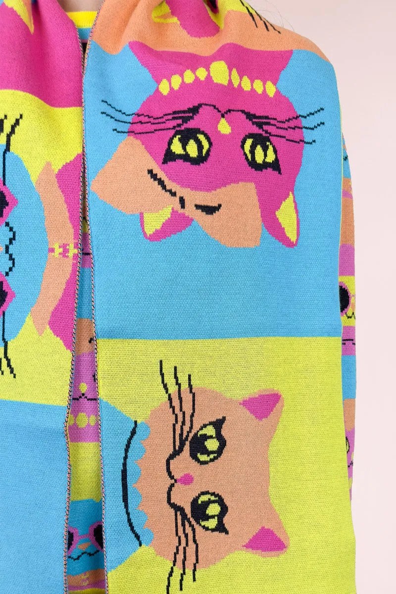 Pop Cats Knit Scarf