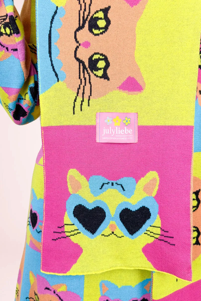 Pop Cats Knit Scarf