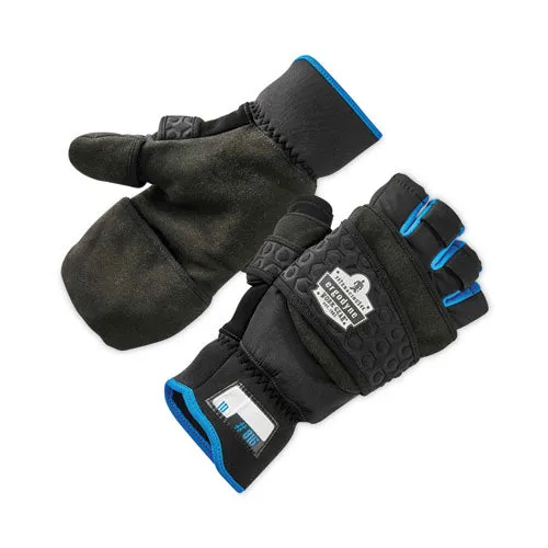 Proflex 816 Thermal Flip-top Gloves, Black, Medium, Pair