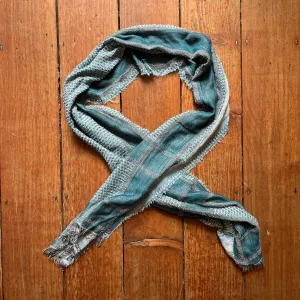 Regent - Lightweight Scarf - Boho Textured - Sky Blue/Green