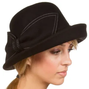 Sakkas Bobbi Vintage Style Wool Cloche Bell Derby Hat