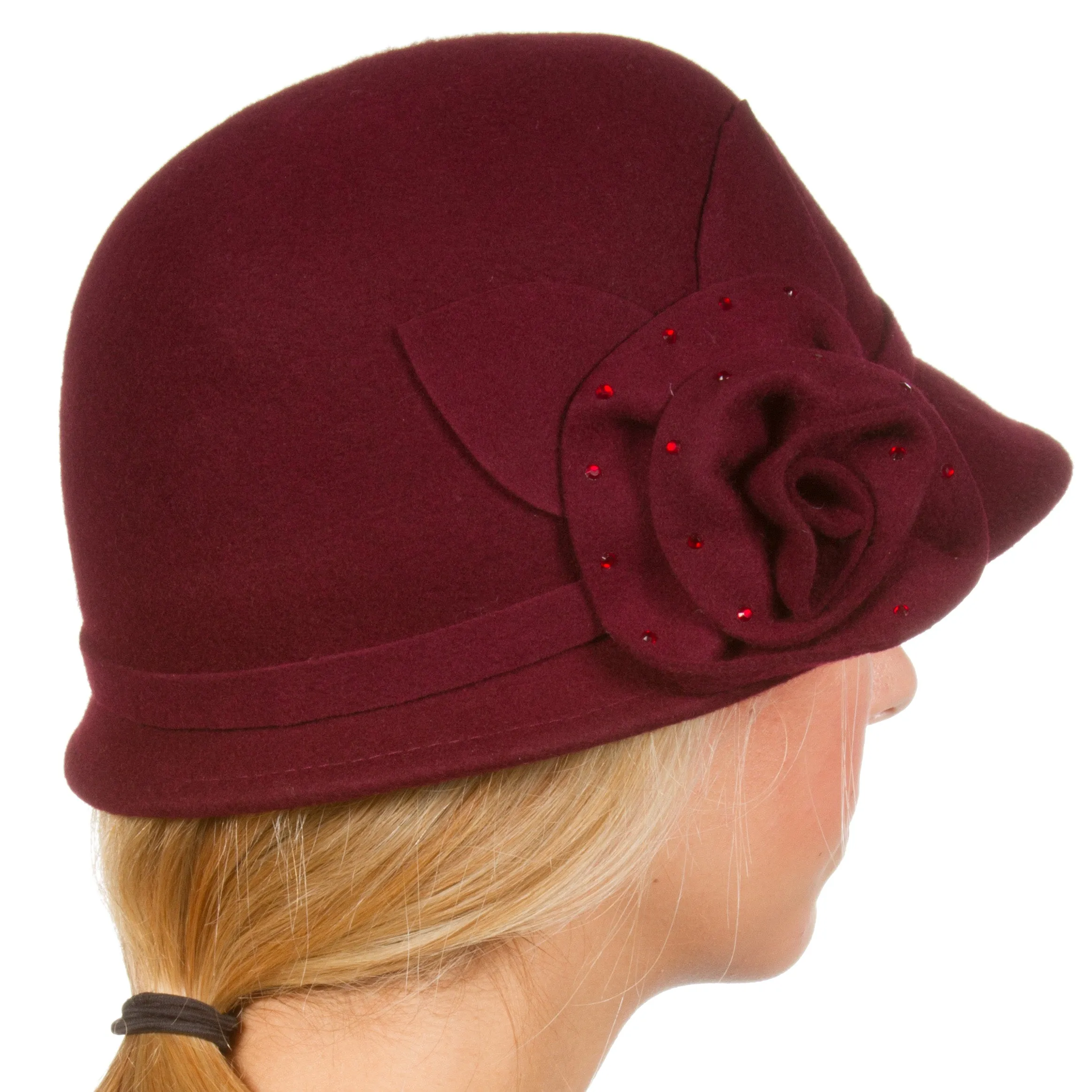 Sakkas Jewel Vintage Style Wool Cloche Bell Hat