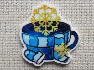 Scarf and Mitten Teacup Needle Minder, Cover Minder, Magnet