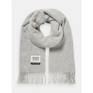 Scotch & Soda Unisex Wool Fringed Woven Scarf - Grey Melange