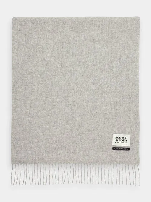 Scotch & Soda Unisex Wool Fringed Woven Scarf - Grey Melange