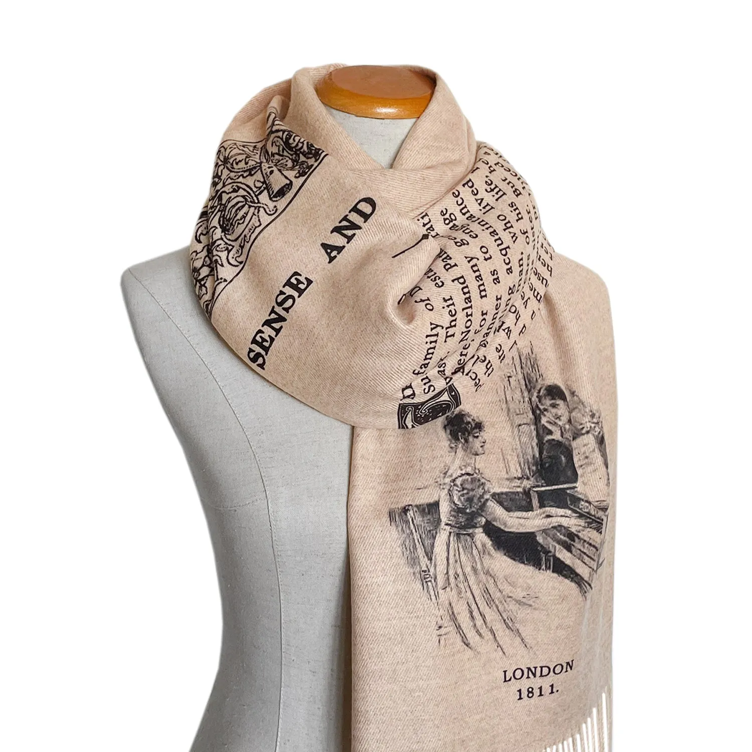 Sense and Sensibility Scarf Shawl Wrap. Literary Gift, Book Scarf, Cozy Accessory, Jane Austen Fans, Classic Novel Lover Gift