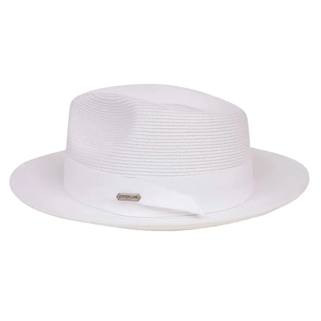 Steven Land Jordan Pinch Front Polybraid Straw Fedora