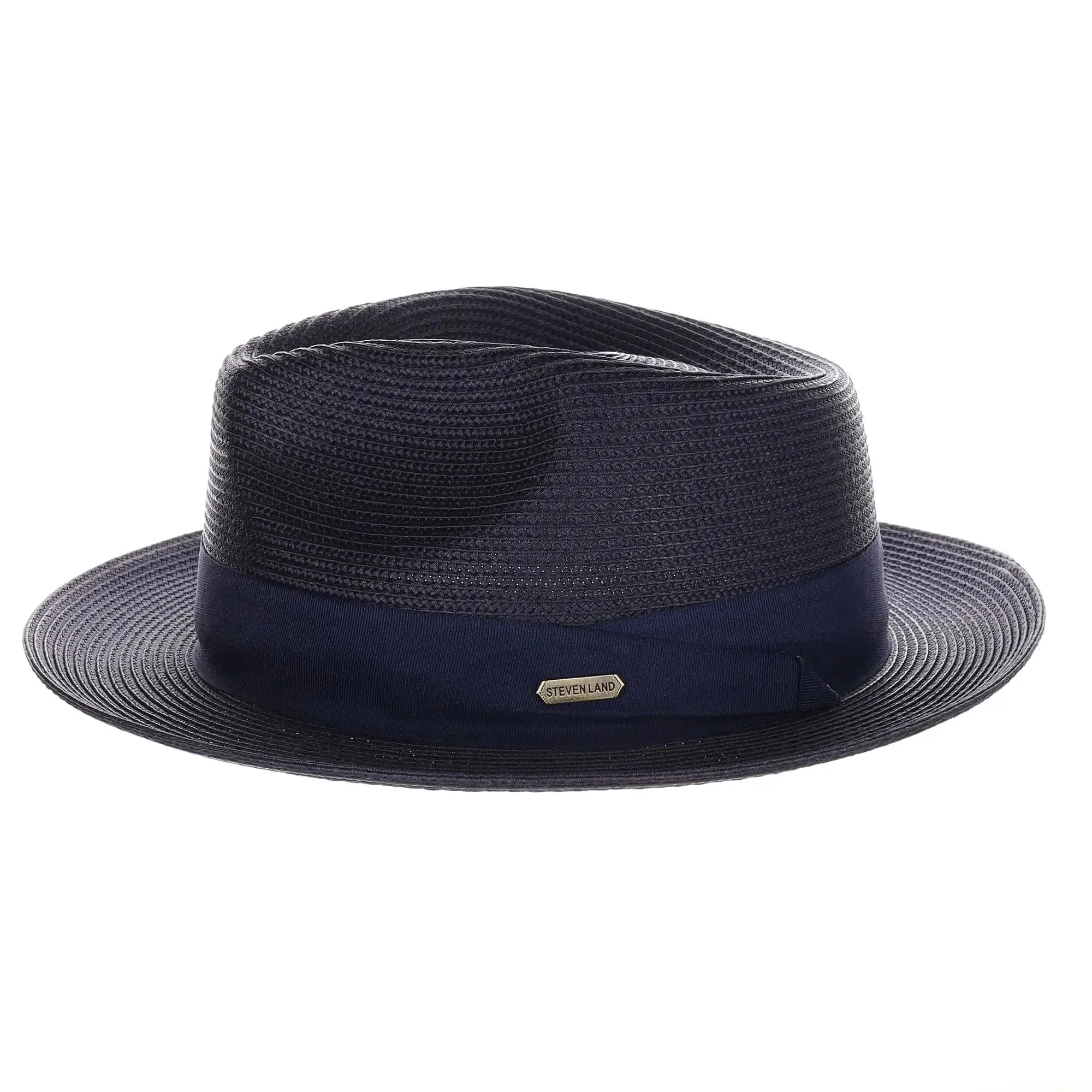 Steven Land Jordan Pinch Front Polybraid Straw Fedora