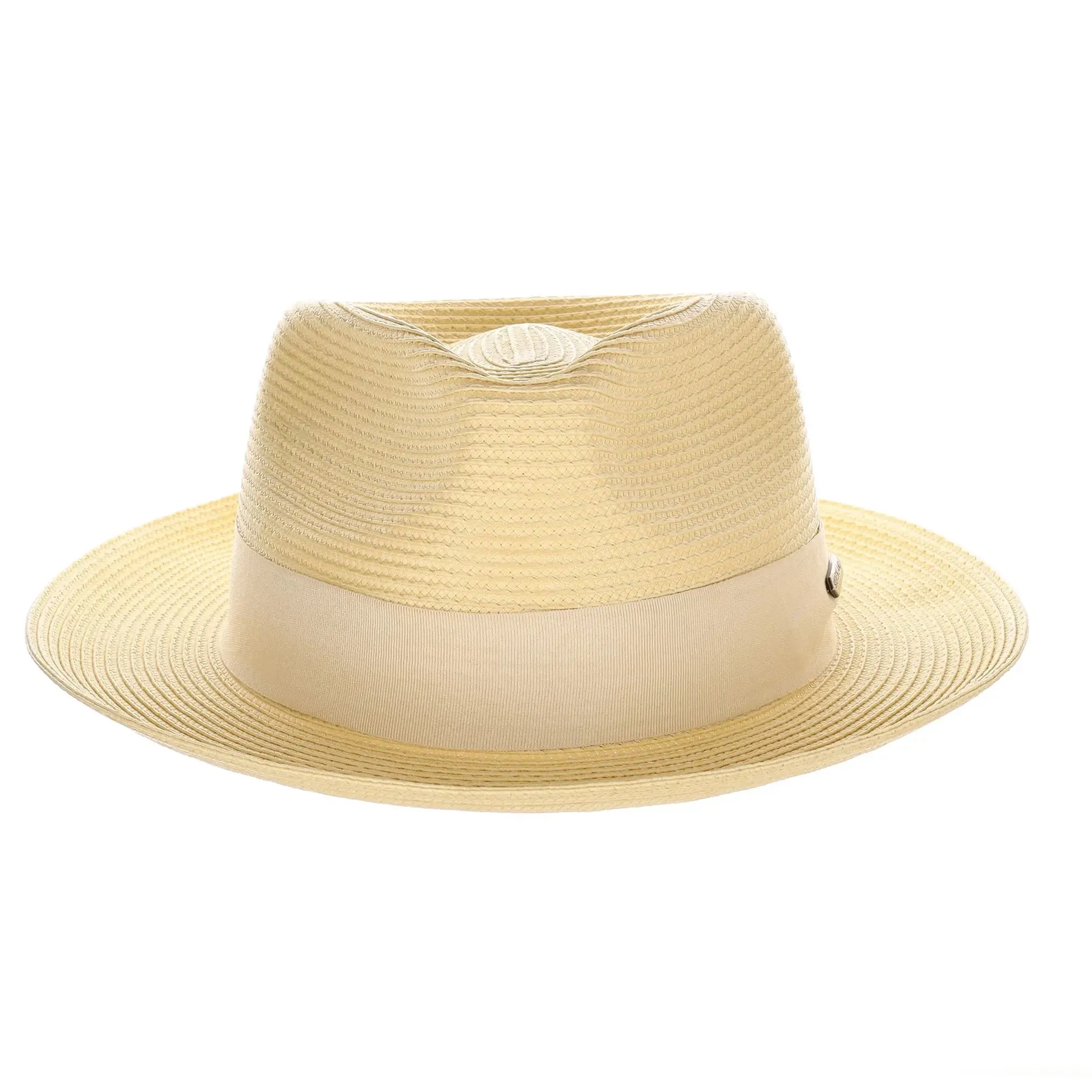 Steven Land Jordan Pinch Front Polybraid Straw Fedora