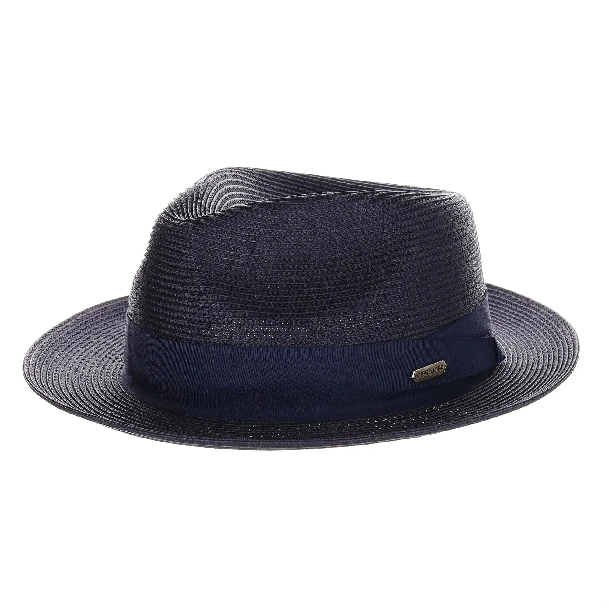 Steven Land Jordan Pinch Front Polybraid Straw Fedora