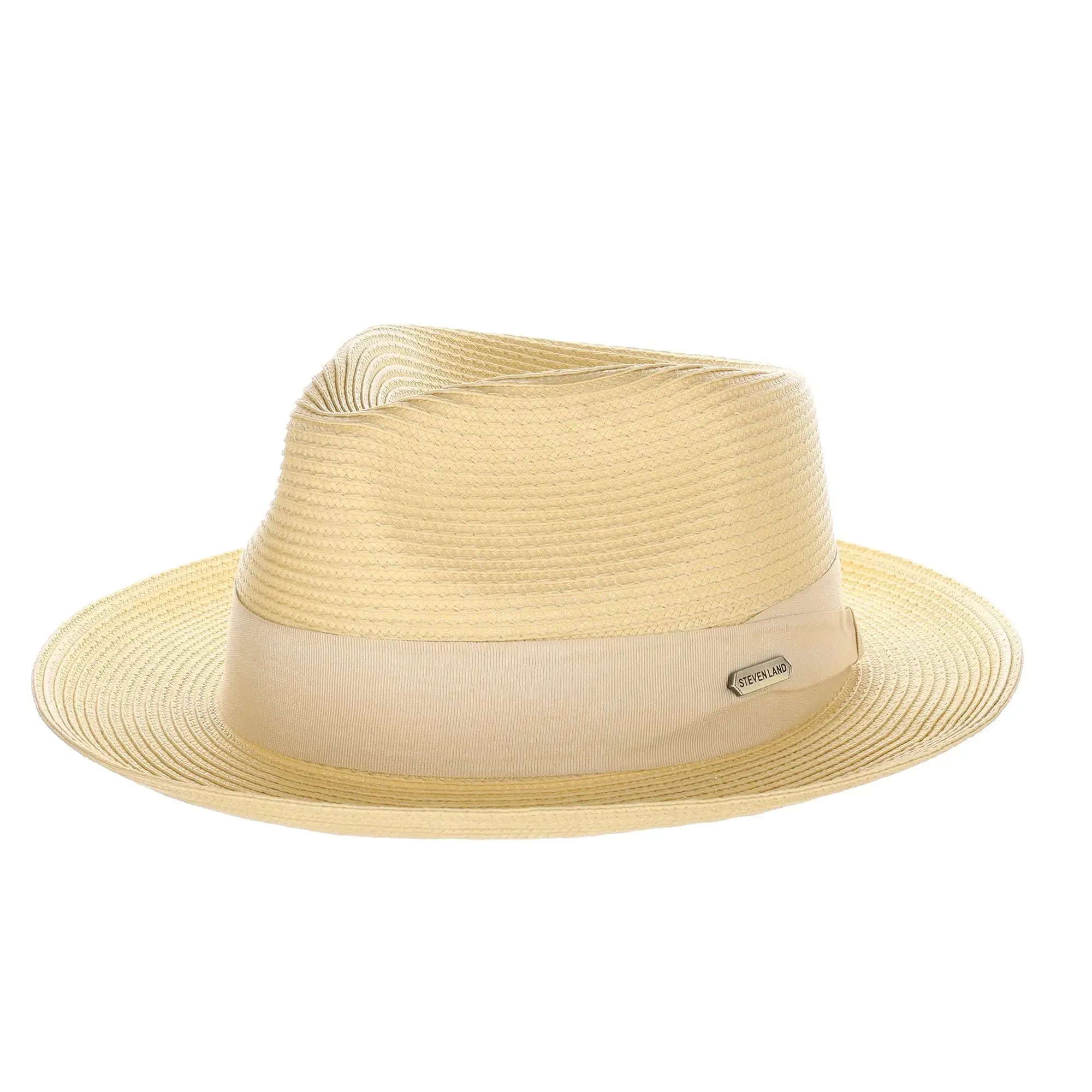 Steven Land Jordan Pinch Front Polybraid Straw Fedora