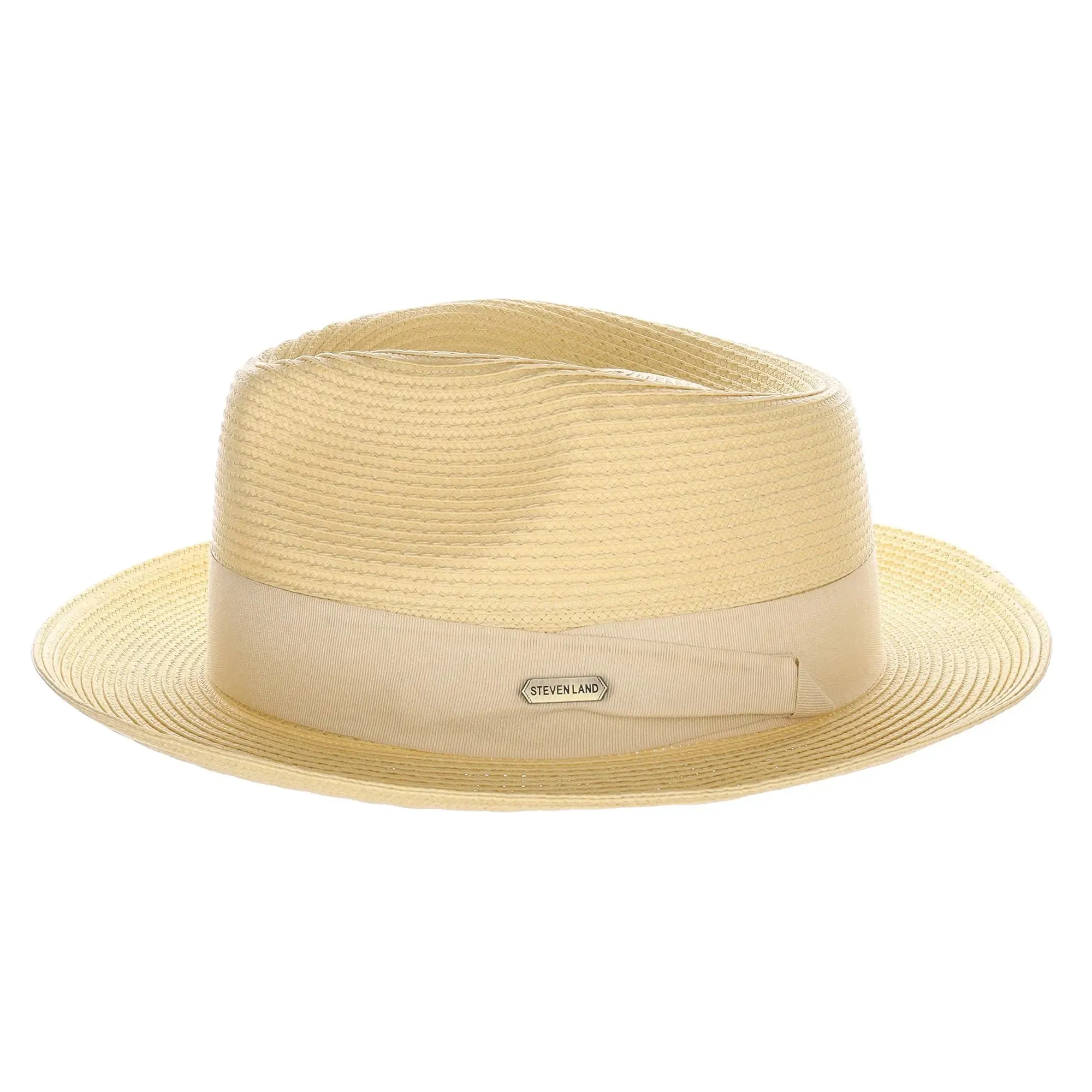 Steven Land Jordan Pinch Front Polybraid Straw Fedora