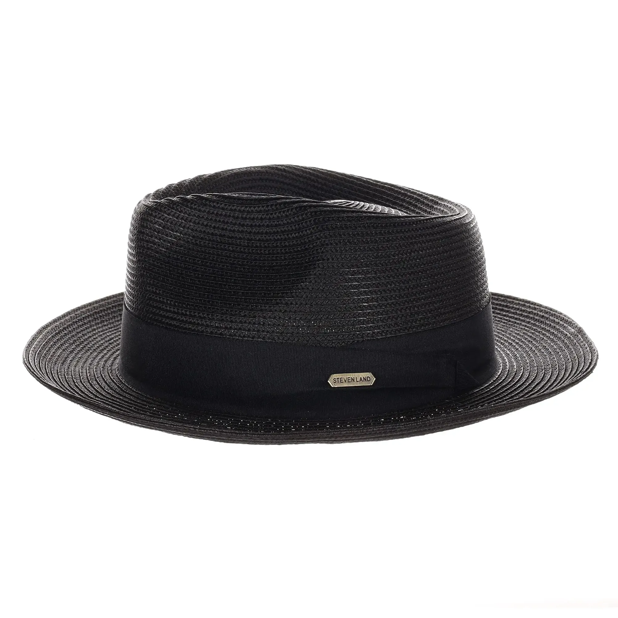 Steven Land Jordan Pinch Front Polybraid Straw Fedora