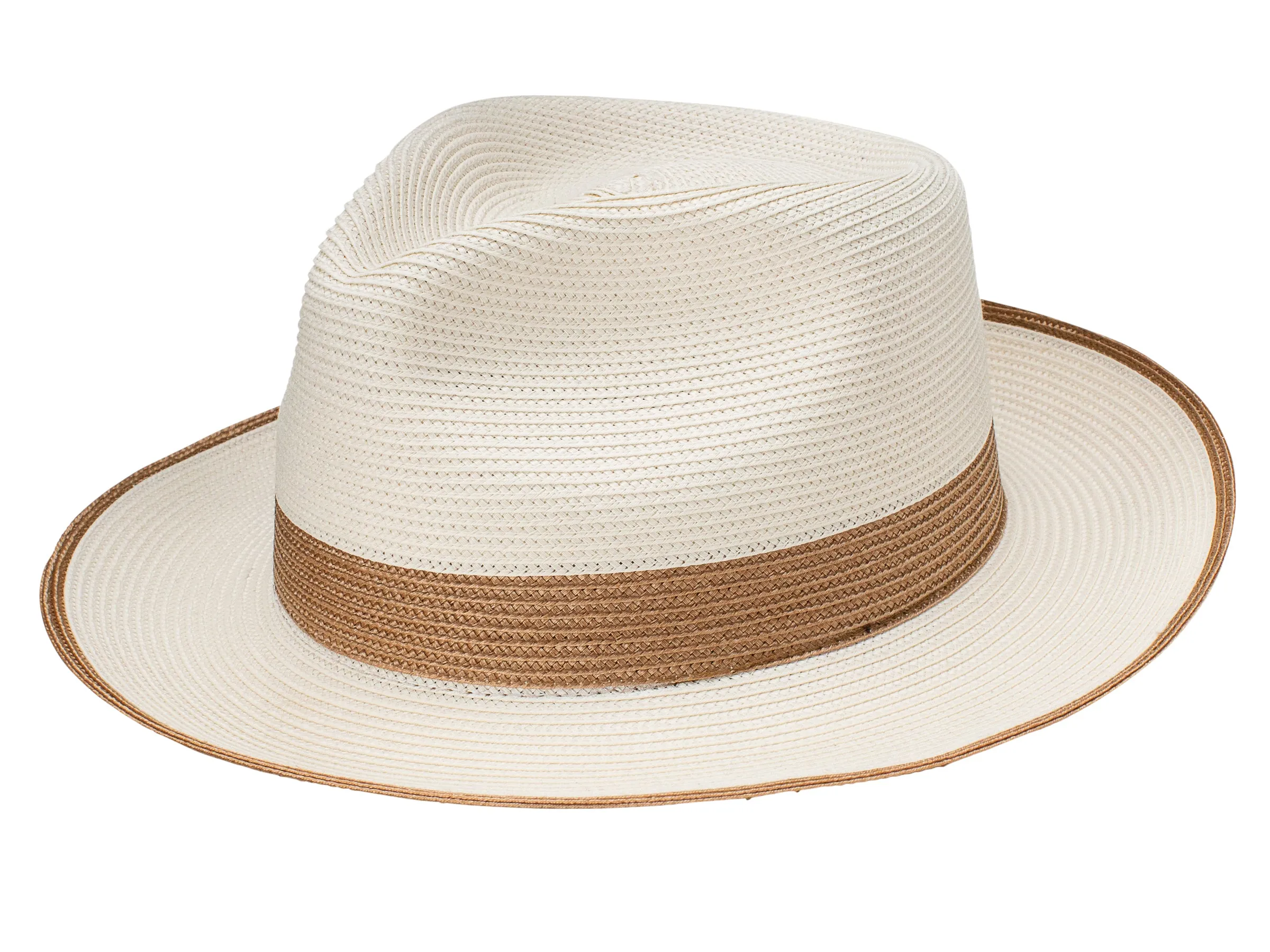 Thumbs Up Two-Tone Milan Straw Classic Brim Fedora by Dobbs