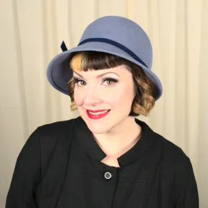 Vintage 1970s does 1920s Steel Blue Hat