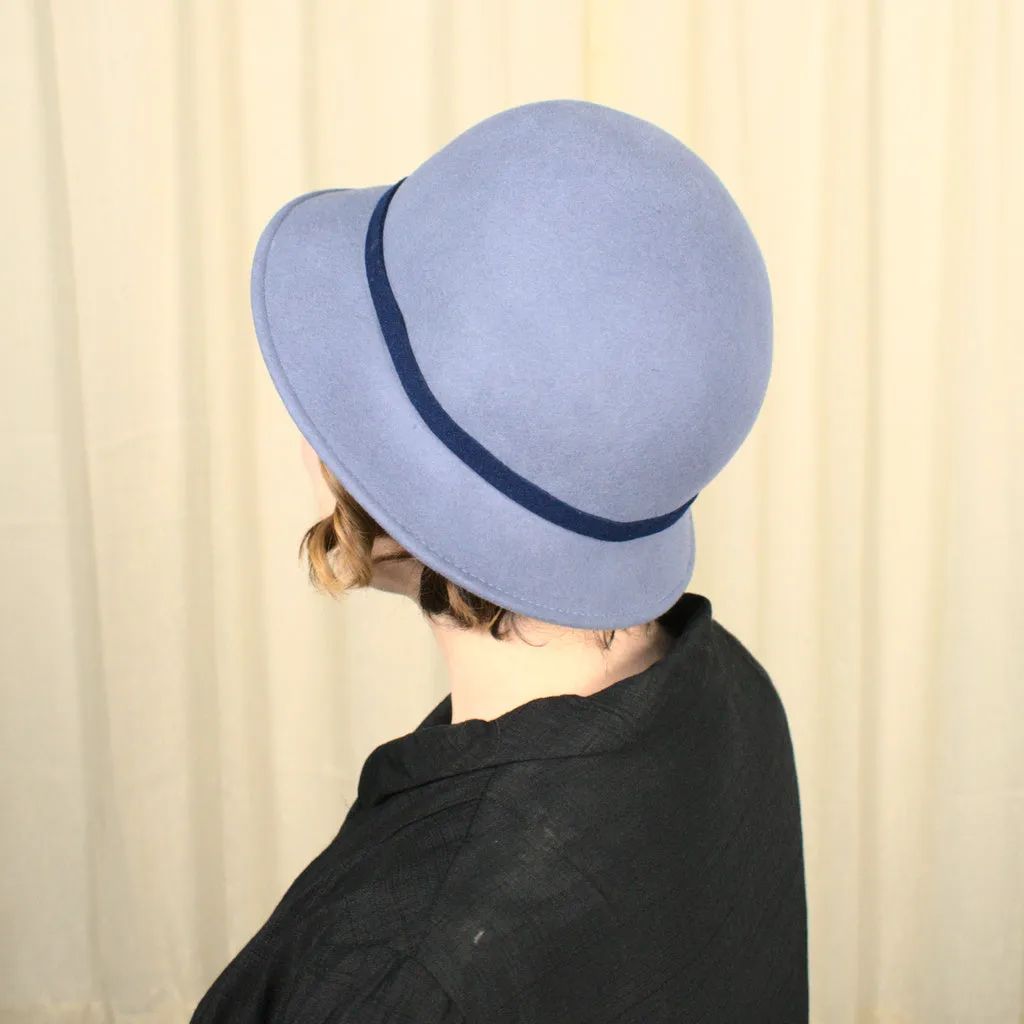 Vintage 1970s does 1920s Steel Blue Hat